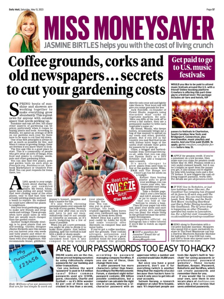 Coffee grounds corks and old newspapers . . . secrets to cut your gardening costs
